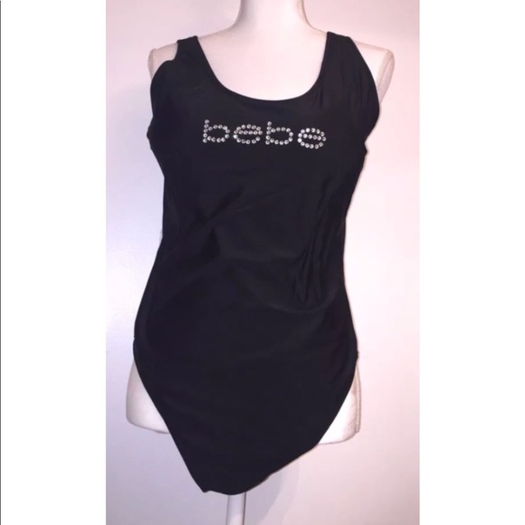 Bebe Swim Logo Black Onepiece Strappy Back Suit Poshmark